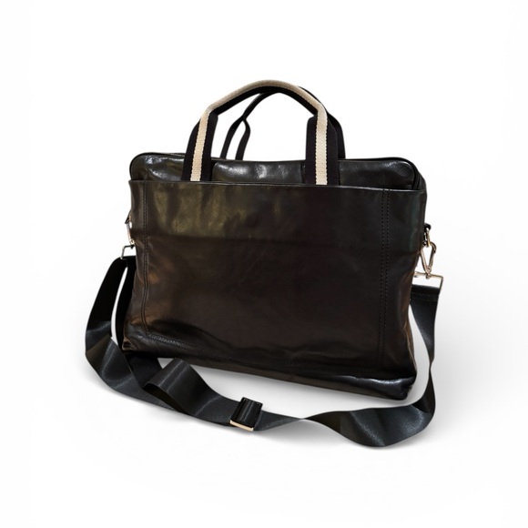 Black Bally Leather Men's Laptop Bag